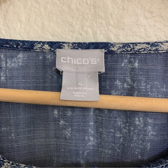 Chico's Embroidered Kurta Denim Chambray Tunic Sz 4/XXL - Picture 6 of 8
